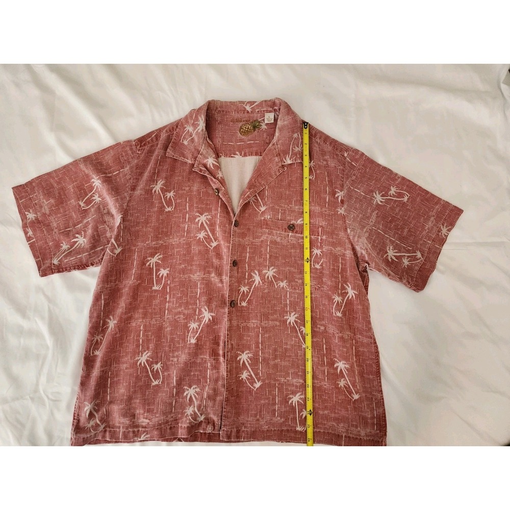 Caribbean Men's L Casual Short Sleeve 100% Silk Shirt Light Orange Textured